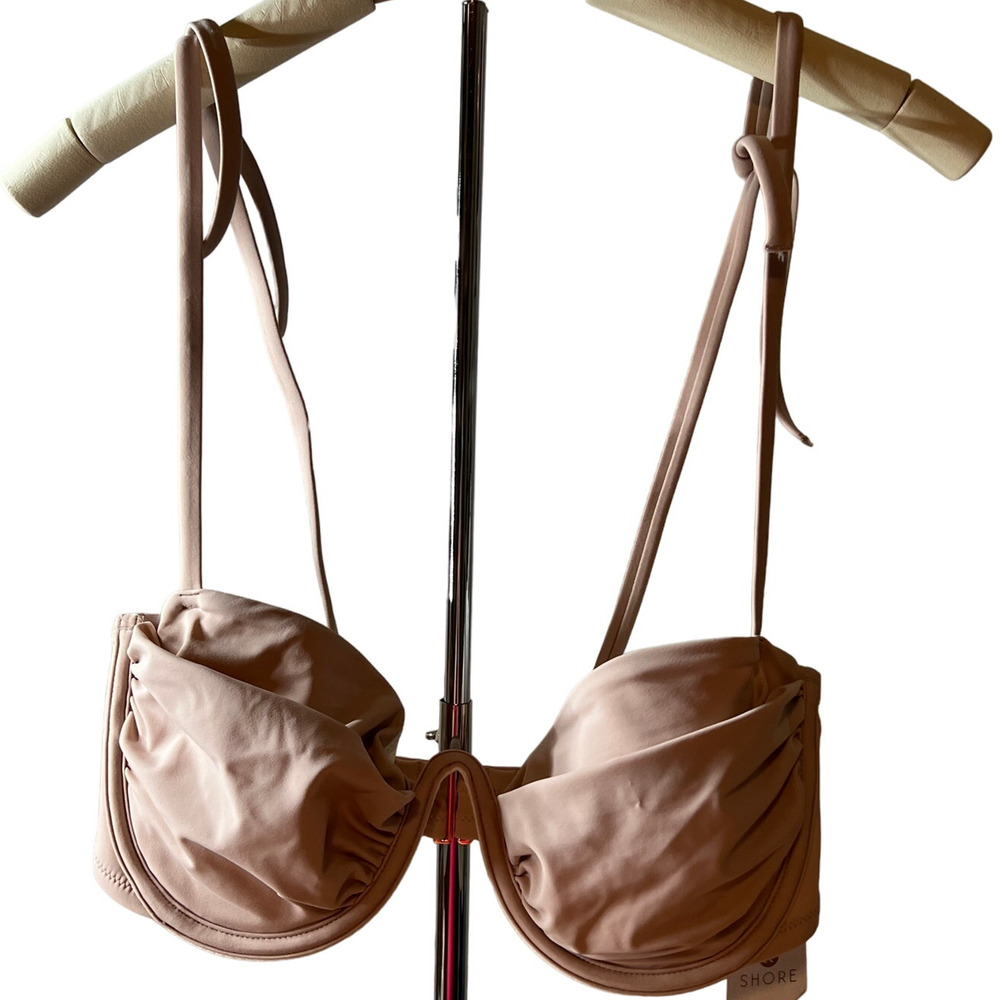 Shade & Shore Women's Light Brown Shoulder Tie Underwire Bikini Top - 32B - NWT